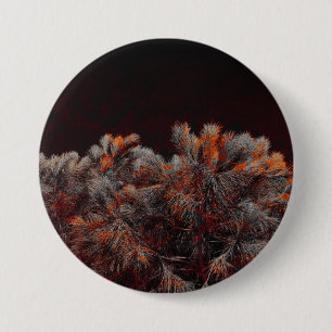Digital art of pine tree with orange colour spots 3 inch round button