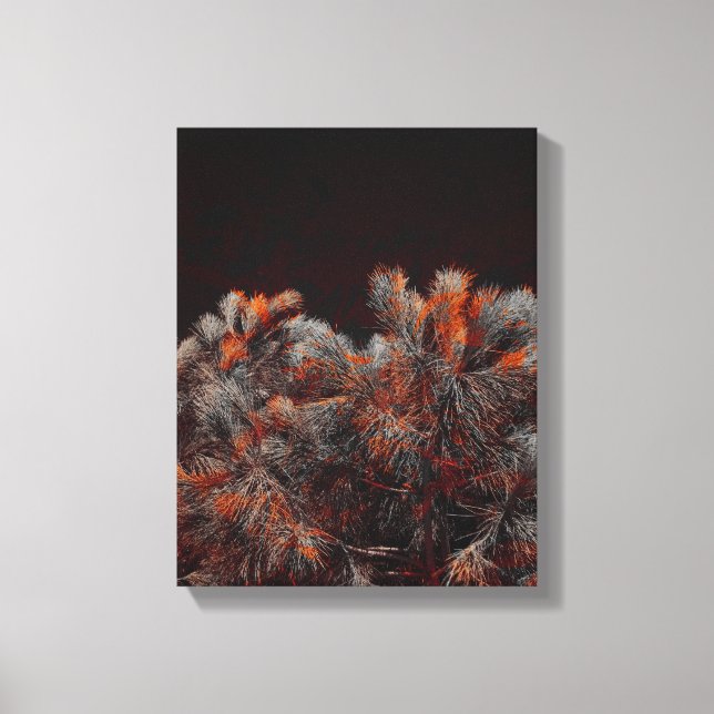 Digital art of pine tree with orange colour spots canvas print (Front)