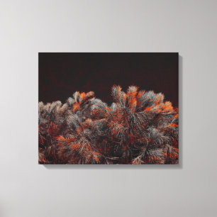 Digital art of pine tree with orange colour spots canvas print