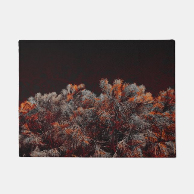 Digital art of pine tree with orange colour spots doormat (Front)