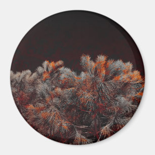 Digital art of pine tree with orange colour spots magnet