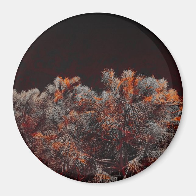 Digital art of pine tree with orange colour spots magnet (Front)