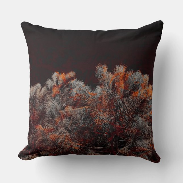 Digital art of pine tree with orange colour spots throw pillow (Front)