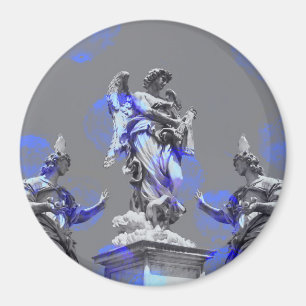 Digital art of sculptures blue color brush strokes magnet