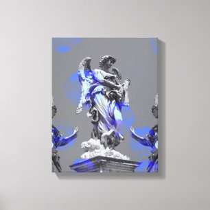 Digital art of sculptures blue colour brush stroke canvas print