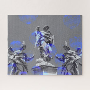 Digital art of sculptures blue colour brush stroke jigsaw puzzle