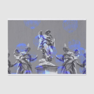 Digital art of sculptures blue colour brush stroke tissue paper