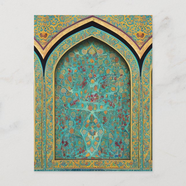 Digital art piece based on persian tiled mural   postcard (Front)
