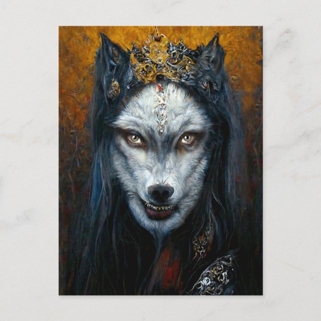 Digital Art Portrait of a Werewolf Postcard (Front)