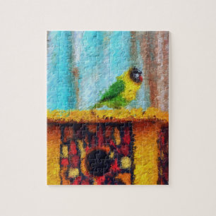 Digital art puzzle - parrot at a zoo