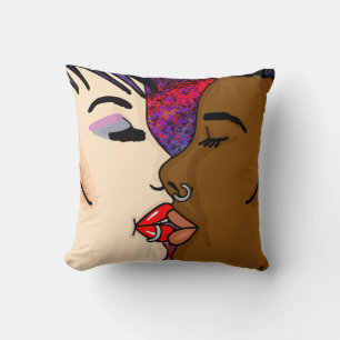 Digital Art Romantic Kiss Throw Pillow