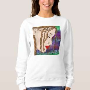 Digital Art   Sad Lady Deep in Thought   Artsy  Sweatshirt