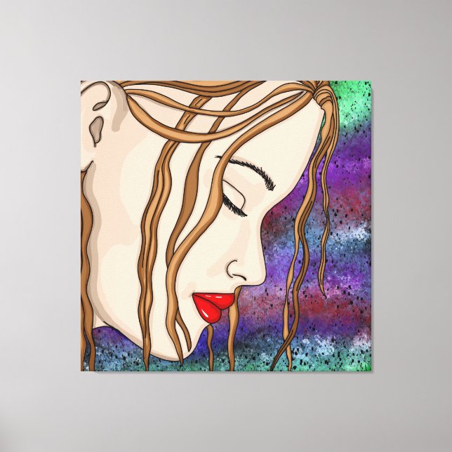 Digital Art | Sad Lady Deep in Thought  Canvas Print (Front)