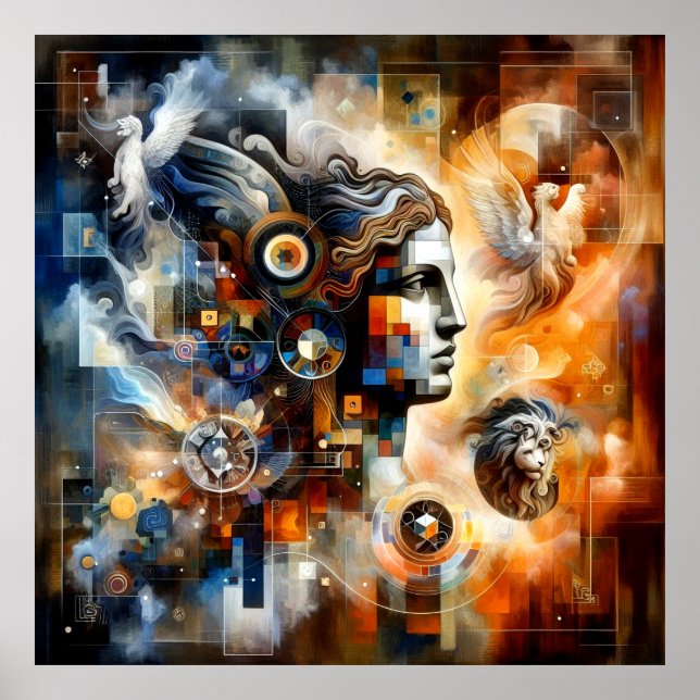 Digital Artwork Stoic Human Profile Juxtaposed Pos Poster (Front)