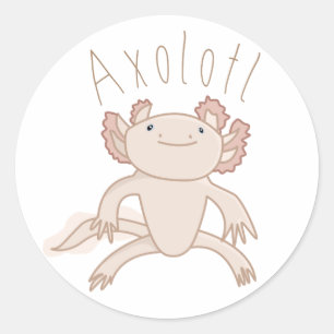 Digital Axolotl Illustration, Cute Animal Classic Round Sticker
