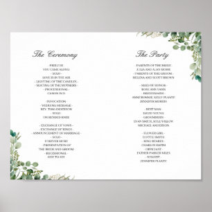 (Digital/Back) Eucalyptus Leaves Wedding Program Poster