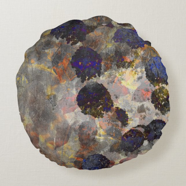 Digital background art of floral / flower pattern round pillow (Back)