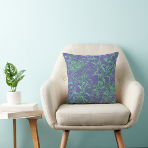 Digital Bamboo Leaves Throw Pillow