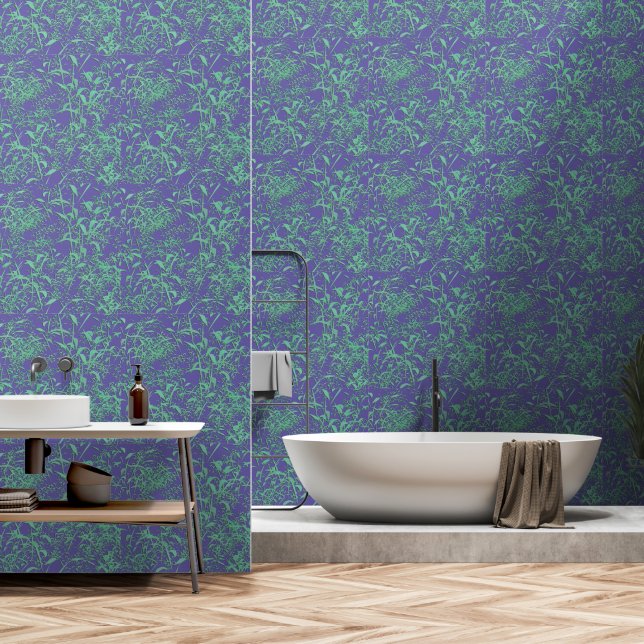Digital Bamboo Leaves Wallpaper (Bathroom)