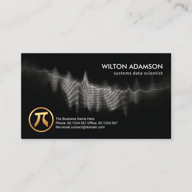 Digital Binary Codes Wave Data Scientist Business Card (Front)