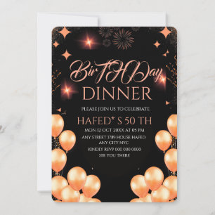 Digital Birthday Dinner Invitation Template, Black