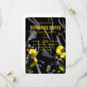 Digital Birthday Dinner Invitation Template, Black