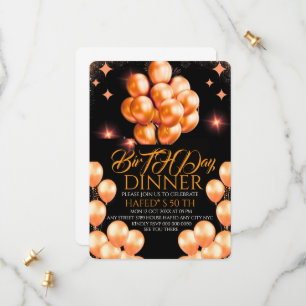 Digital Birthday Dinner Invitation Template, Black