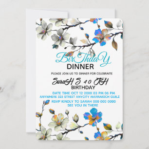 Digital Birthday Dinner Invitation Template, Black