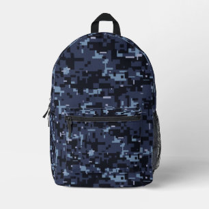 Digital Blue Camouflage Pattern Printed Backpack