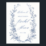 Digital Blue Floral Bridal Shower Welcome Sign<br><div class="desc">Digital Blue Floral Bridal Shower Welcome Sign</div>