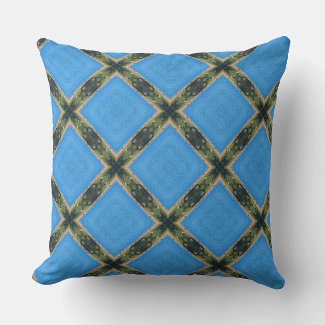 digital blue green art pattern  throw pillow (Front)