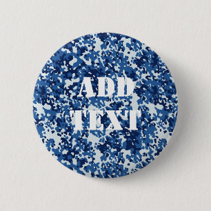 Digital Blue Military Pattern 2 Inch Round Button