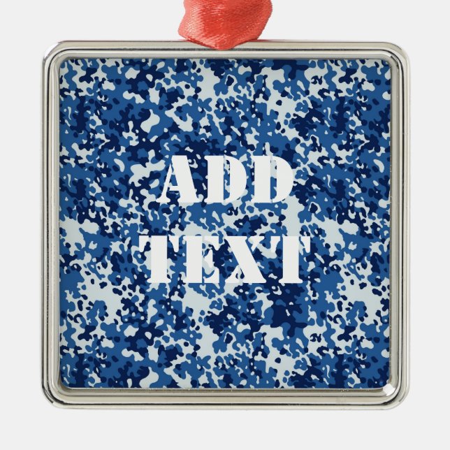 Digital Blue Military Pattern Metal Ornament (Front)