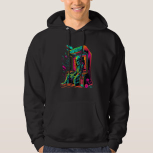 Digital Bones  Skeleton in Arcade Machine EDM Desi Hoodie