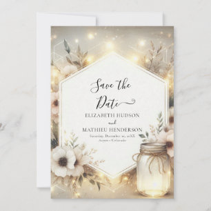 Digital Botanical Mason Jar Wedding Save The Date