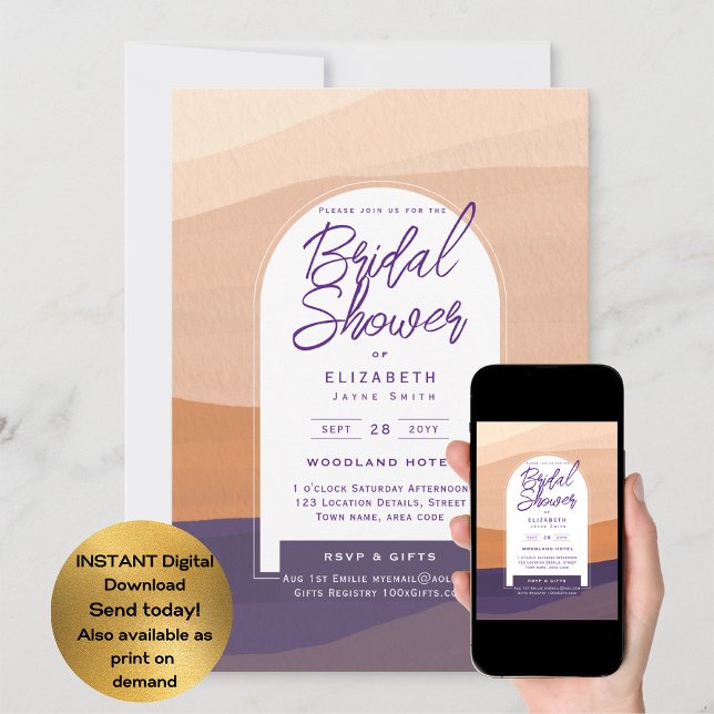 DIGITAL BRIDAL Shower Invite Purple Orange (Creator Uploaded)