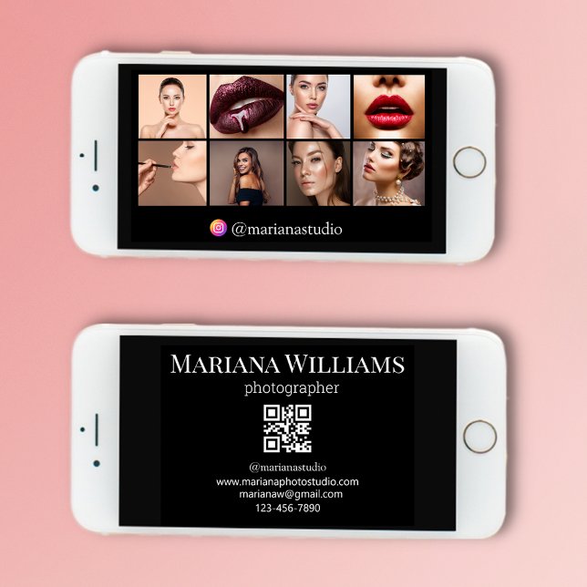 digital business card 8 photos qr code black card (Creator Uploaded)