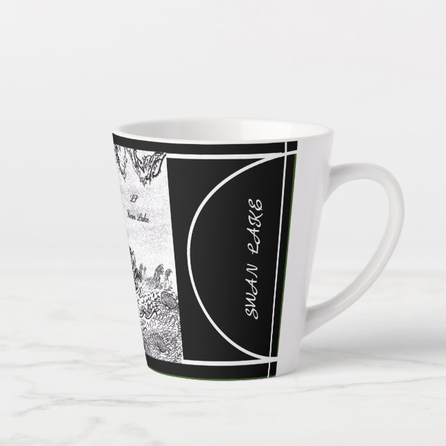 Digital calligraphy Swan Lake LS Latte Mug (Right)