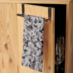 Digital Camo – Black-Grey SM camo pattern Kitchen Towel