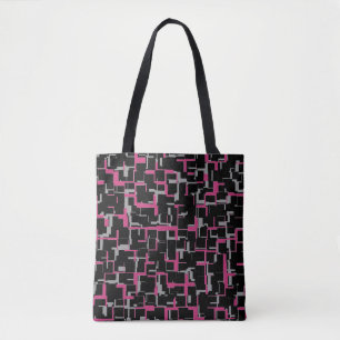 Digital Camo Black Magenta Grey Pattern Tote Bag