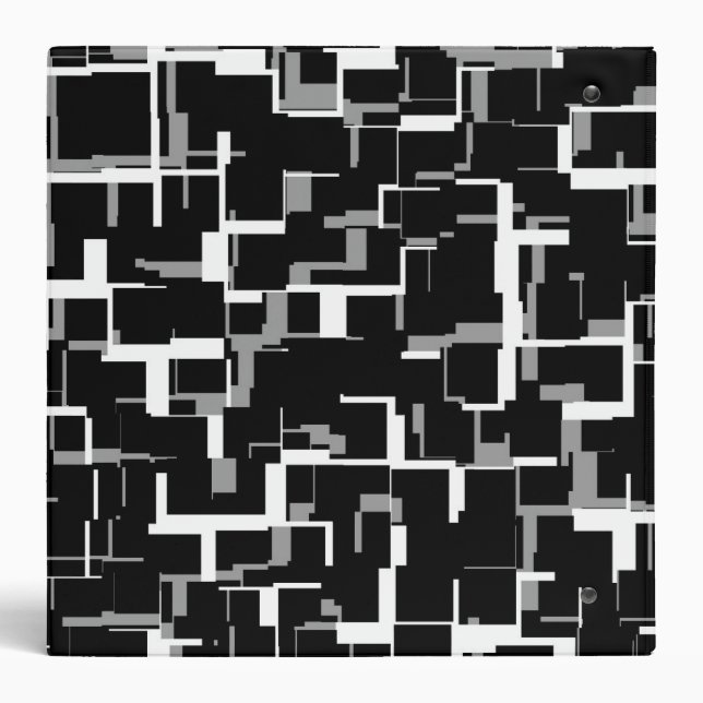 Digital Camo Black White Grey Pattern Binder (Back)
