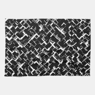 Digital Camo Black White Grey Pattern Kitchen Towel