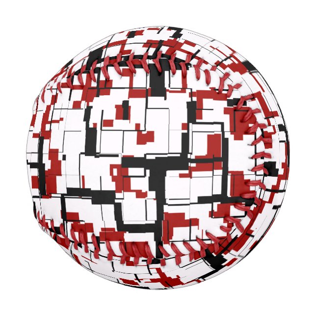 Digital Camo Black White Red Pattern Baseball (Front Right)