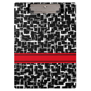 Digital Camo Black White Red Pattern Clipboard