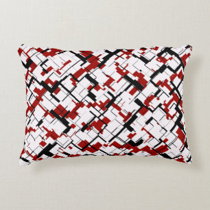 Digital Camo Black White Red Pattern Decorative Pillow