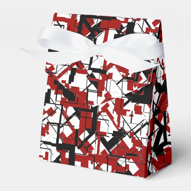 Digital Camo Black White Red Pattern Favor Box (Front Side)