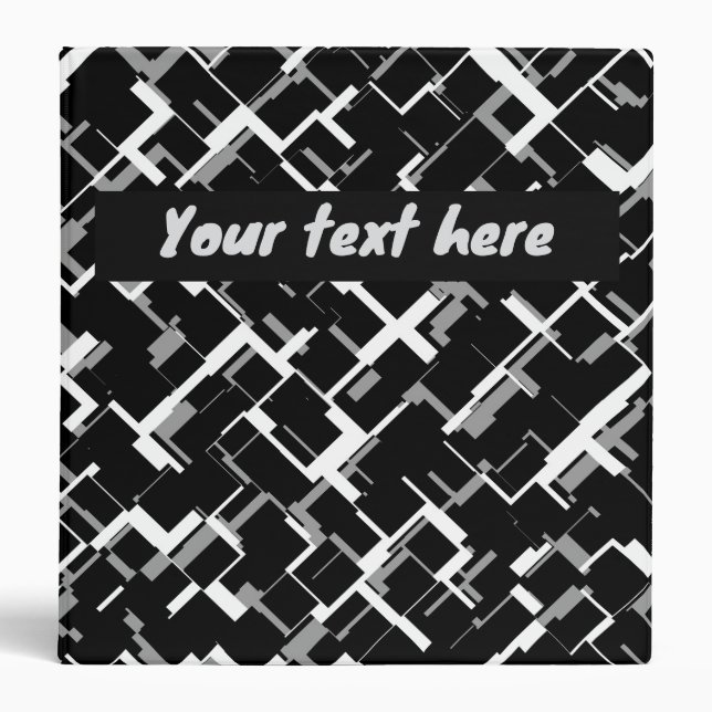 Digital Camo Black White Yellow Pattern Binder (Front)