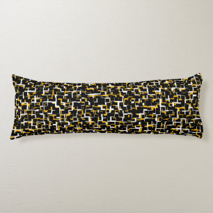 Digital Camo Black White Yellow Pattern Body Pillow