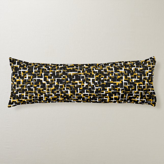 Digital Camo Black White Yellow Pattern Body Pillow (Front)