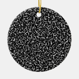 Digital Camo Black White Yellow Pattern Ceramic Ornament